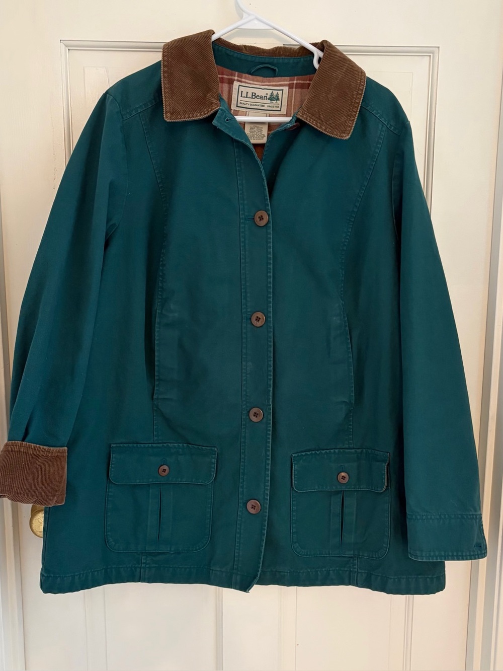 LL Bean 1X Adirondack Barn Jacket Flannel Lined Emerald Green Like New.